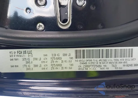 2015 Ram 1500 Laramie Longhorn z USA, uszkodzony, nr VIN 1C6RR6PT7FS754954